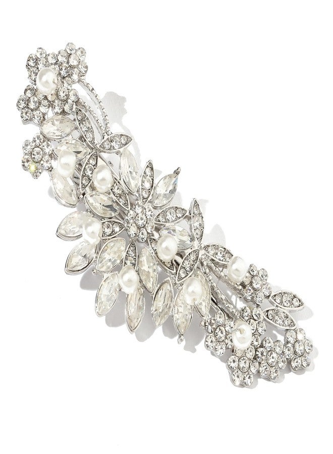 Hapibuy Crystal Rhinestone Pearl Hair Clip Comb Silver Wedding Hair Acessory Bridal Hair Pins Bride Headpiece - Image 1