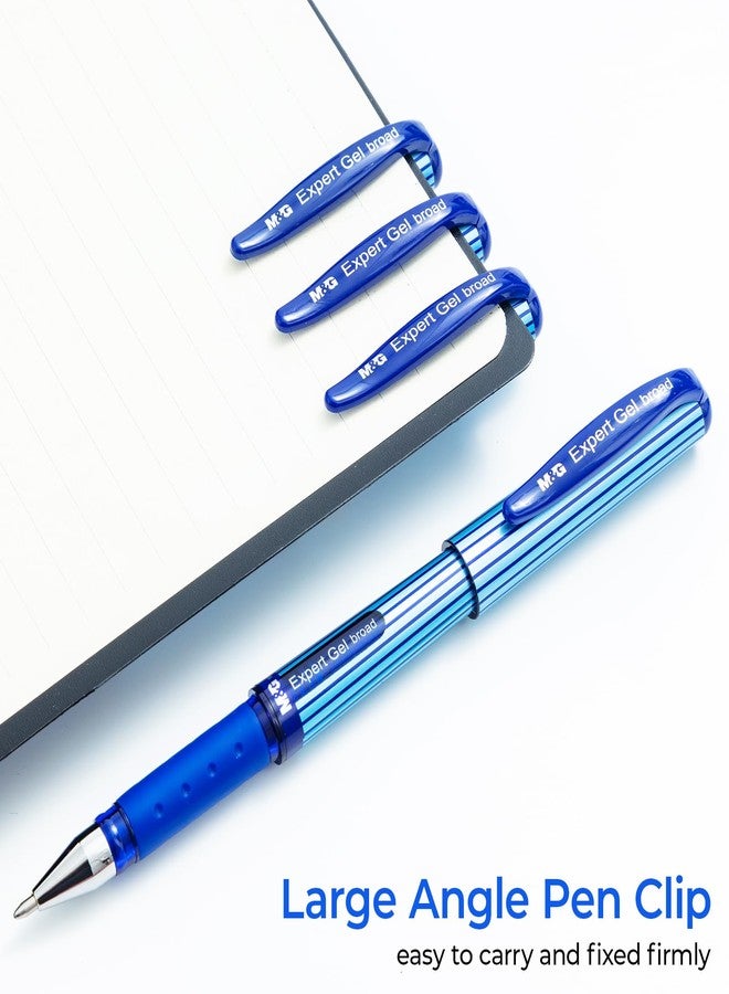 M&G Gel Pens, 1.0mm Blue Ink Gel Pens Bold Point, Quick Dry Gel Ink Pens Bulk Smooth Writing with Soft Anti-Slip Grip & Plug-In Cover for Journaling Office Supplies School Women Men (12 Pack) - Image 5