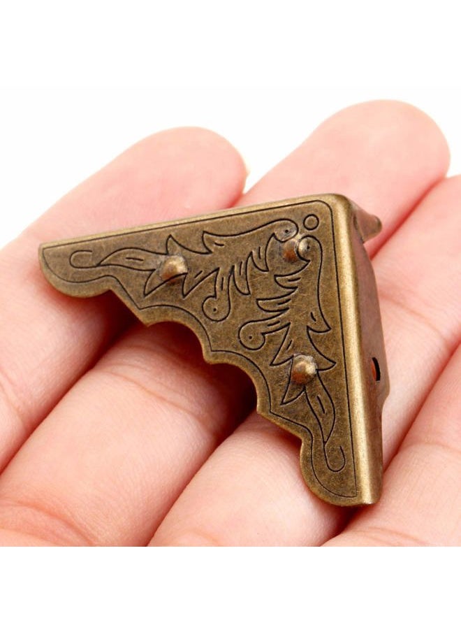 Dophee 16Pcs Antique Brass Jewelry Box Corner Chest Corner Protector Guard Edge Cover-1.26"x1.26"x0.43"  - Image 2