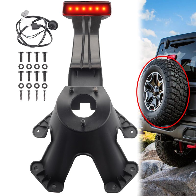 Dasbecan 55397217AJ Spare Tire Holder Bracket Tire Carrier Rack Compatible with Jeep Wrangler JK 20072018 68048581AA High Center Mount 3rd Third Brake Light Assembly with Line