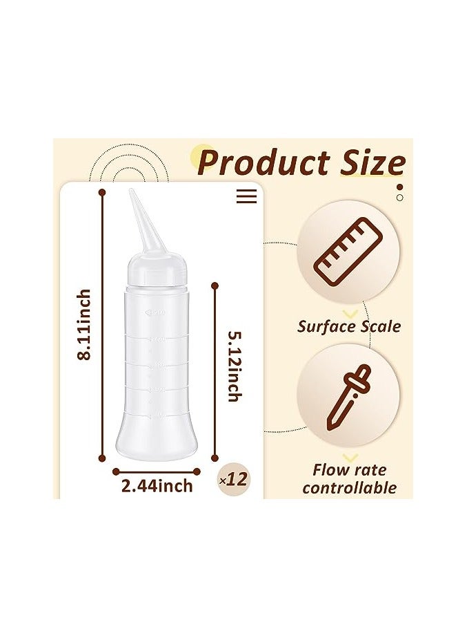 SYOSI Hair Color Applicator Bottle, with Angled Tip 8.5 Oz Hair Color Dye Applicator Bottle Oil Bottles for Hair Plastic Squeeze Bottle for Home Salon Use for Grooming at Home or Traveling (12 Pieces)  - Image 3