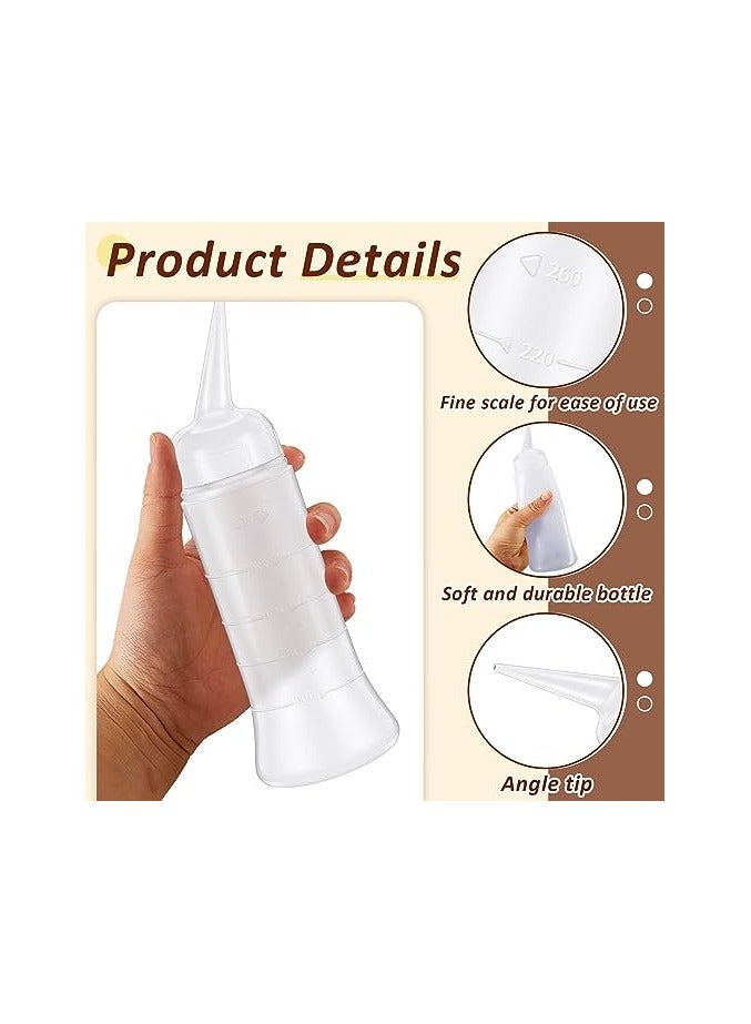 SYOSI Hair Color Applicator Bottle, with Angled Tip 8.5 Oz Hair Color Dye Applicator Bottle Oil Bottles for Hair Plastic Squeeze Bottle for Home Salon Use for Grooming at Home or Traveling (12 Pieces)  - Image 2