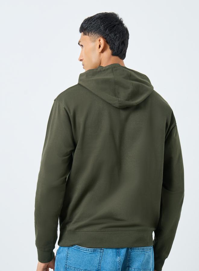 Styli Olive Relaxed Fit Embroidered Hoodie - Image 4