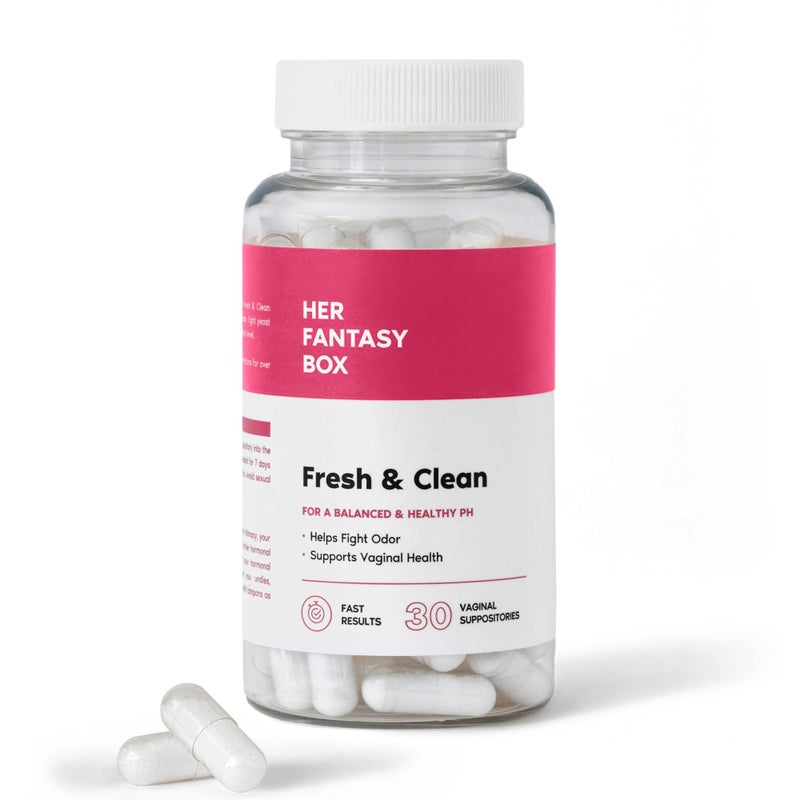 Her Fantasy Box Fresh Clean pHRestore Vaginal Suppositories Boric Acid for pH Balance Odor Control Comfort 30 Vegan Suppositories
