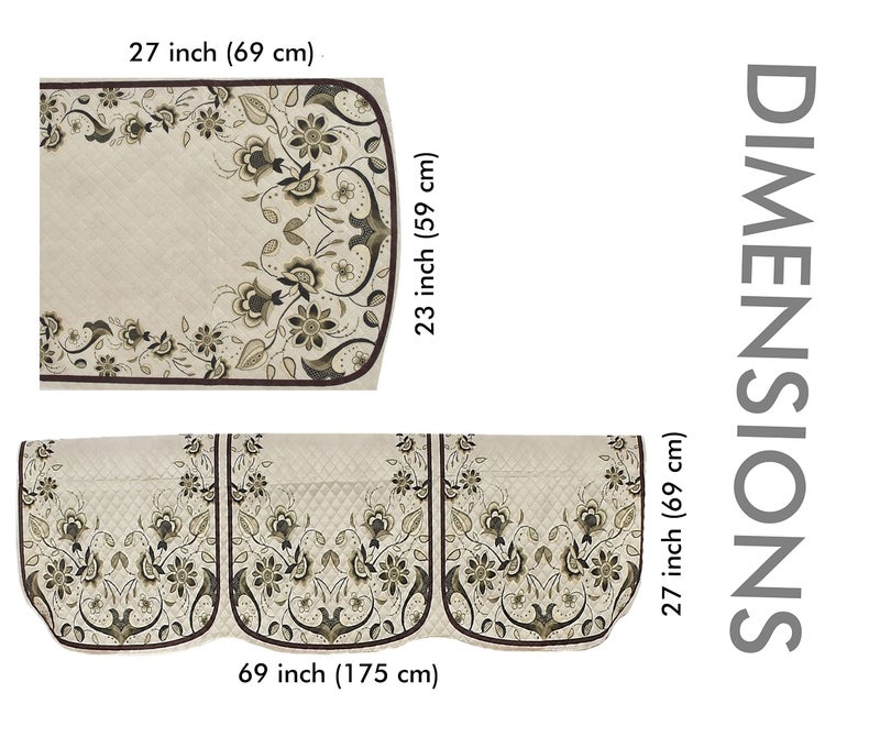 Yellow Weaves 5 Seater Quilted Sofa Cover and Chair Cover, Floral Design, Seat & Back Cover, Color - Ivory - Velvet - Image 4