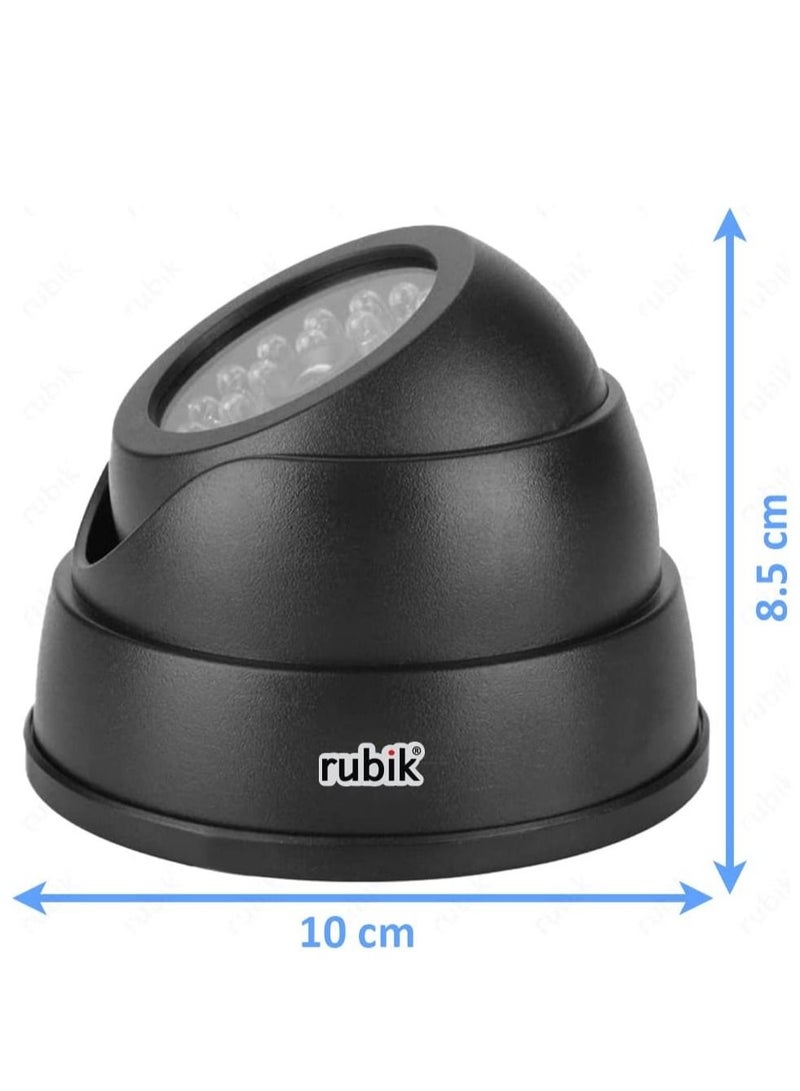 Rubik 4pc Dummy CCTV Camera with Flashing LED Light, Adjustable Dummy Surveillance Camera Security Indoor Dome Camera with LED Light (Black) - Image 4