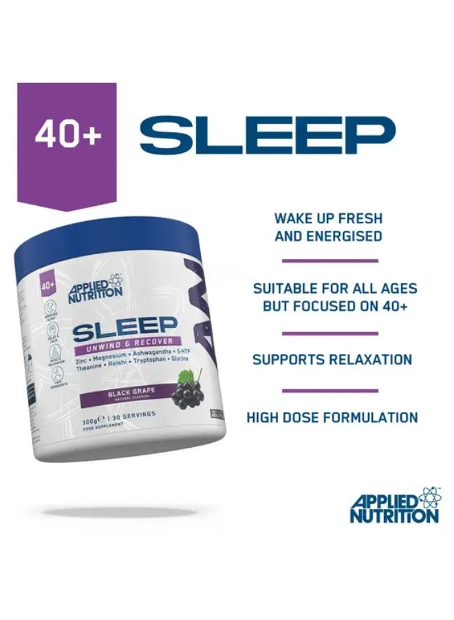 Applied Nutrition Sleep Unwind & Recover Powder, Black Grape Flavor, Magnesium, L-Theanine, L-Glycine & Botanical Blend, Nighttime Wellness Drink Mix, 30 Servings, 300g - Image 2