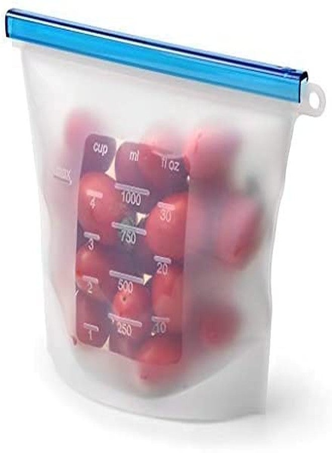 Japti 1000 ml silicone reusable leakproof bpa free food storage bag for refrigerator,air tight food preservation bag for fruits vegetable for fridge,meat storage bags for freezer(multicolour) (1) - Image 1