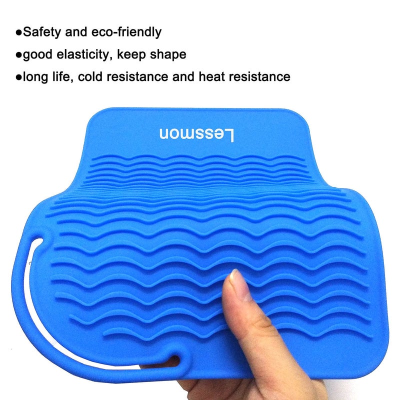 Lessmon Heat Resistant Mat for Curling Irons, Hair Straightener, Flat Irons and Hair Styling Tools 9" x 6.5", Blue - Image 4