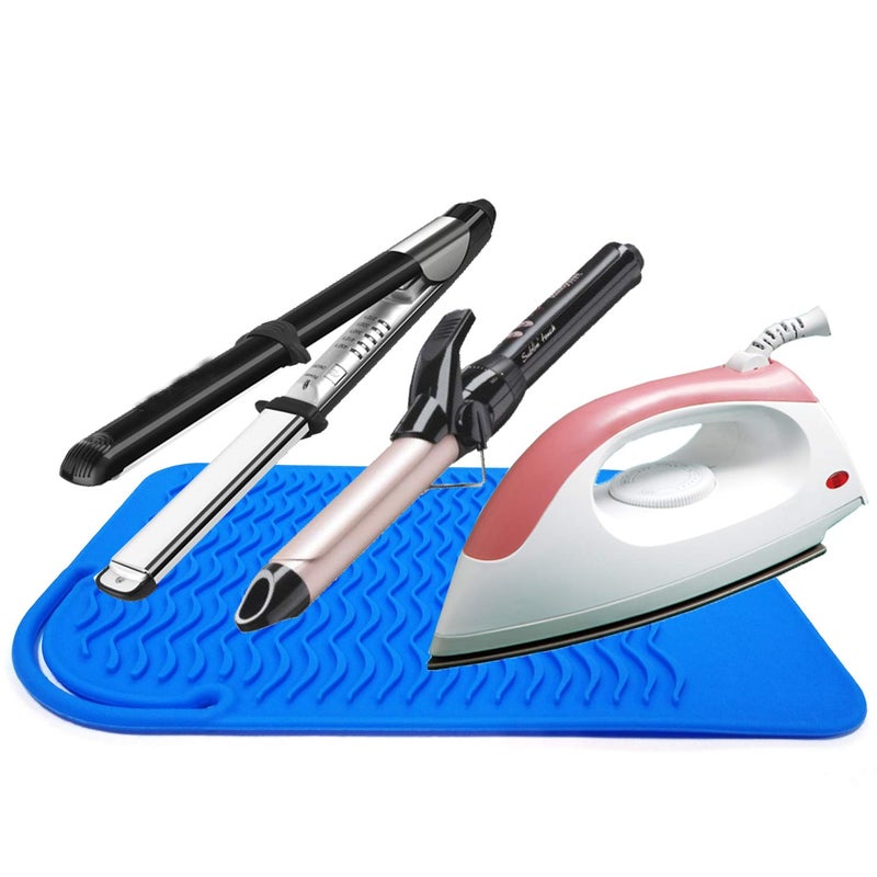 Lessmon Heat Resistant Mat for Curling Irons, Hair Straightener, Flat Irons and Hair Styling Tools 9" x 6.5", Blue - Image 3
