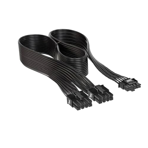 Thsion 12VHPWR PSU Cable, 600W PCIe 5.0 Dual 8-Pin PCIe to 12V-2x6 Connector for Corsair Type-4 PSUs, 16AWG Tinned Copper GPU Power Cable, Fit RTX 5070 5080 5090 RX 7900 9070 - Black - Image 1