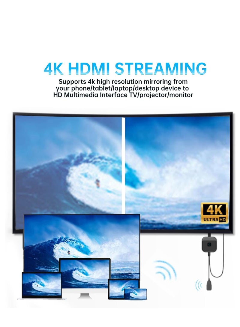 McDou Wireless HDMI Display Dongle Adapter, 4K HDMI Streaming TV Screen Mirroring Adapter with 2.4G 5G WiFi Dual Band Stable Connectivity, TV Display Dongle Adapter for Android, for iOS, for Windows, for OS - Image 3
