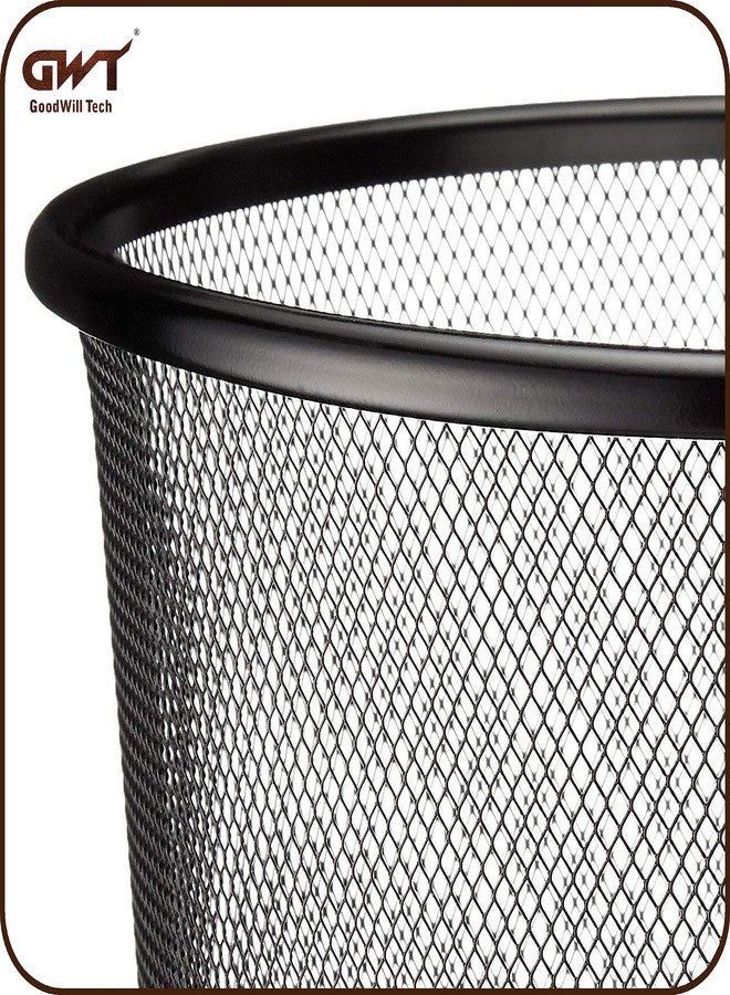 GoodWill Tech Open-Top Cylindrical Metal Mesh Recycling Dustbins- Waste Basket for Home/Office/Coffee Shop/Hotel Non-Toxic - Black (Set of 10, Large (19L)) - Image 5