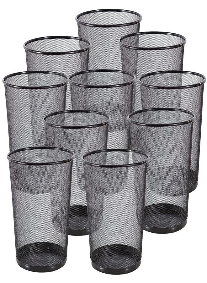 GoodWill Tech Open-Top Cylindrical Metal Mesh Recycling Dustbins- Waste Basket for Home/Office/Coffee Shop/Hotel Non-Toxic - Black (Set of 10, Large (19L)) - Image 1