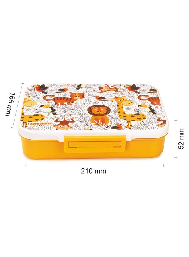 Nayasa Plastic Bento Lunch Box for Kids | 900 ml | 4-Compartment Leak-Proof | Lunch Container | With Adorable Cartoon Prints | BPA-Free | Snack Box for Children | 21 cm X 17 cm X 5.2 cm | Yellow - Image 3