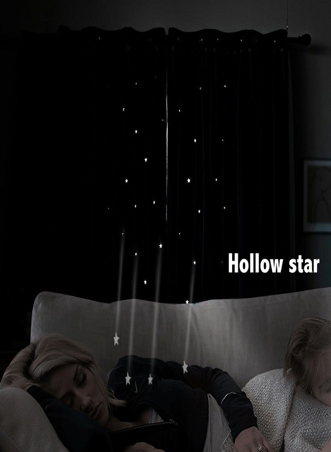 indistar Star Cutout Kids Window Blackout Curtains for Girl Bedroom Window Room Darkening Curtains & Drapes Baby Nursery Curtains (2 Panel,52Wx63L inch,Black) - Image 3