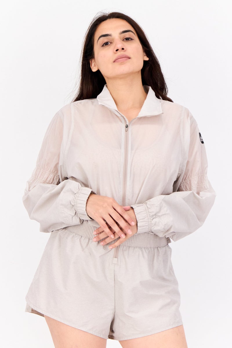Adidas Women Sportswear Fit Long Sleeve Running Playsuits, Grey  - Image 1