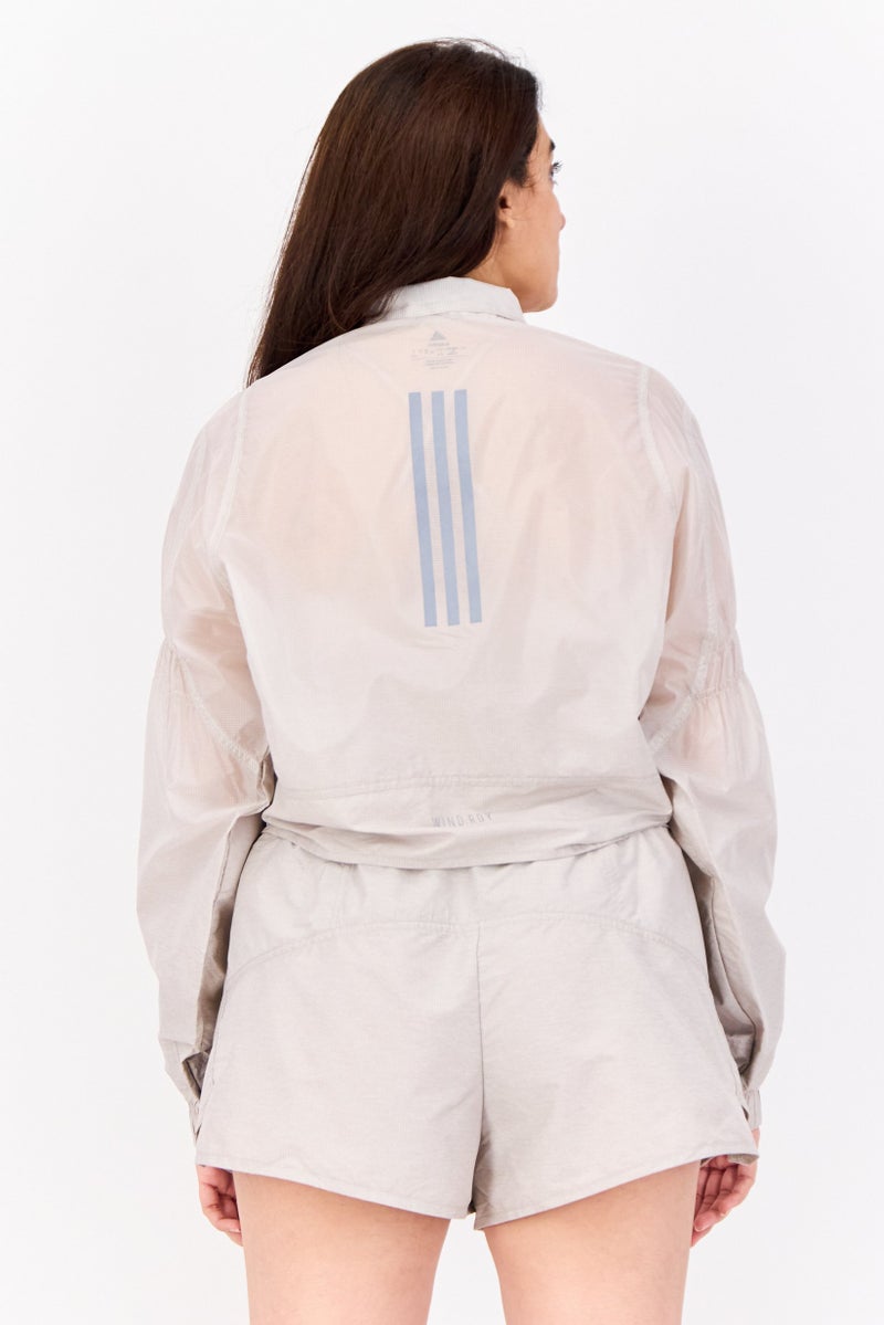 Adidas Women Sportswear Fit Long Sleeve Running Playsuits, Grey  - Image 3