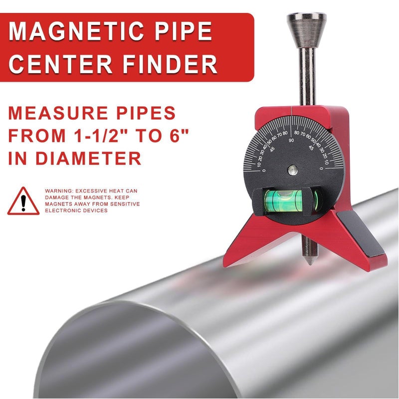 Y Shaped Magnetic Pipe Center Finder With Adjustable Scale Bubble Level And Protractor Centering Tool - Image 5