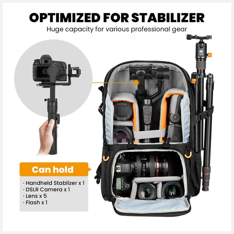 TARION Pro Camera Backpack Large Camera Bag with Laptop Compartment Tripod Holder Waterproof Raincover Outdoor Photography Hiking Travel Professional DSLR Backpack for Men Women Side Access - Image 2