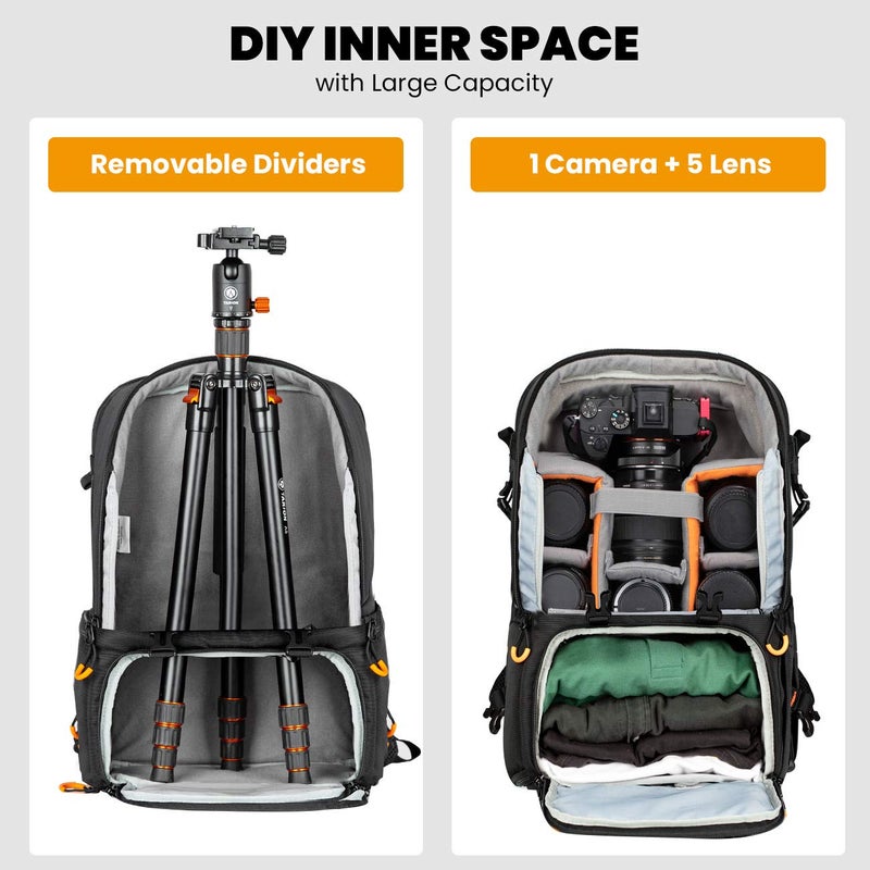 TARION Pro Camera Backpack Large Camera Bag with Laptop Compartment Tripod Holder Waterproof Raincover Outdoor Photography Hiking Travel Professional DSLR Backpack for Men Women Side Access - Image 3