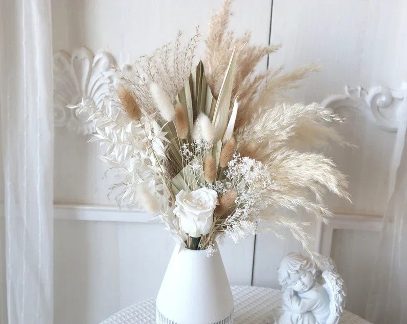 Bluejw Dried Pampas Grass Bouquet - Natural Dried Flowers Wedding Boho Decor, Dried Plants for Home Decoration & Vase Fillers - Image 2