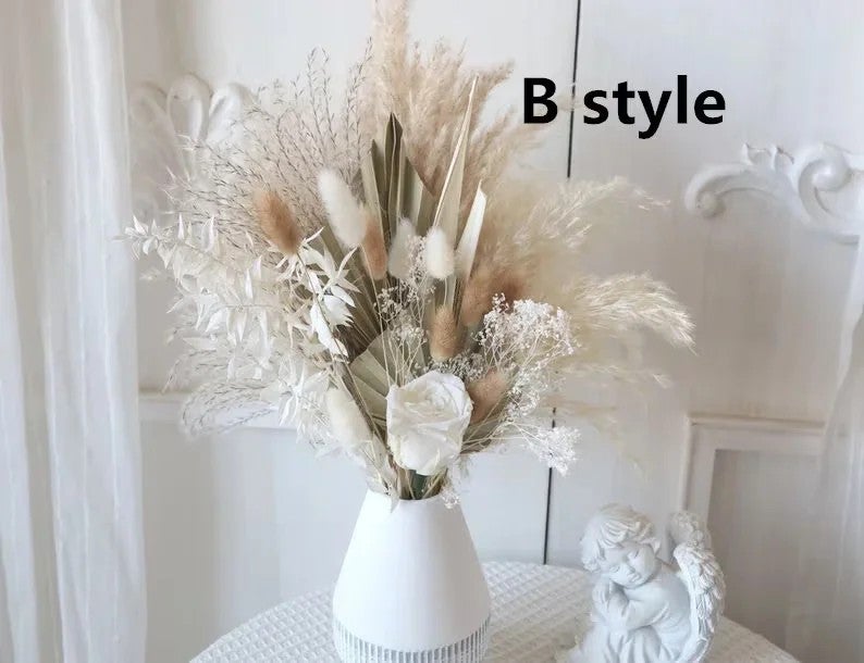 Bluejw Dried Pampas Grass Bouquet - Natural Dried Flowers Wedding Boho Decor, Dried Plants for Home Decoration & Vase Fillers - Image 1