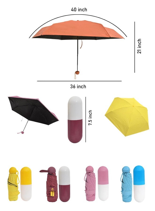FABINALIV Orange Solid 3 Fold Waterproof Compact Capsule Umbrella (FLUB-1046-Orange) - Image 5