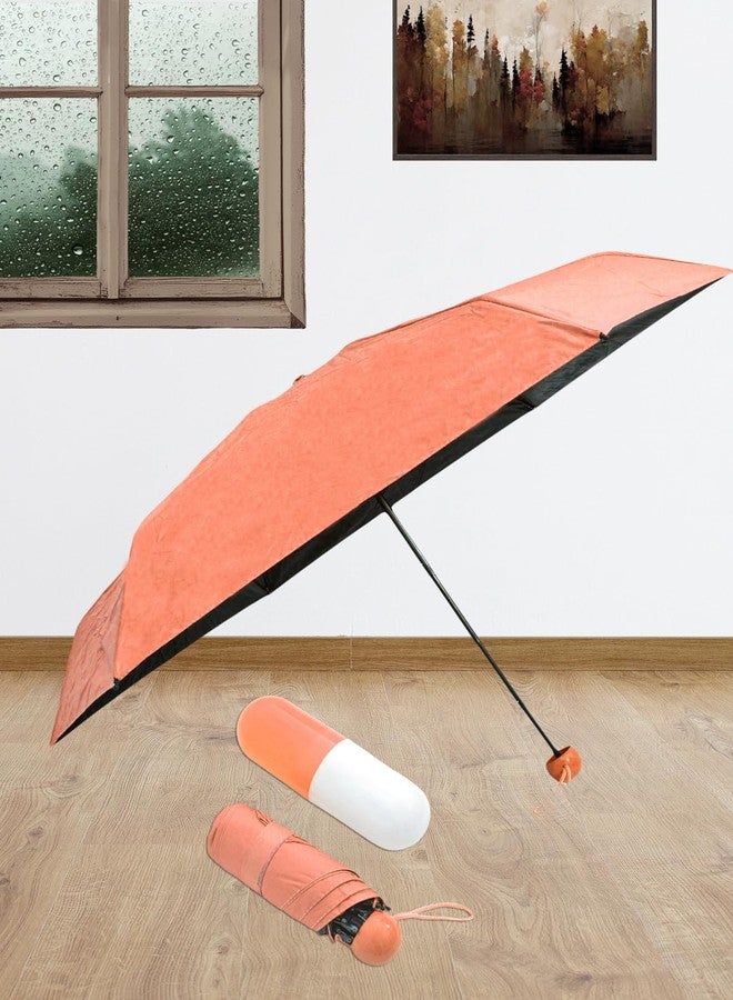 FABINALIV Orange Solid 3 Fold Waterproof Compact Capsule Umbrella (FLUB-1046-Orange) - Image 4