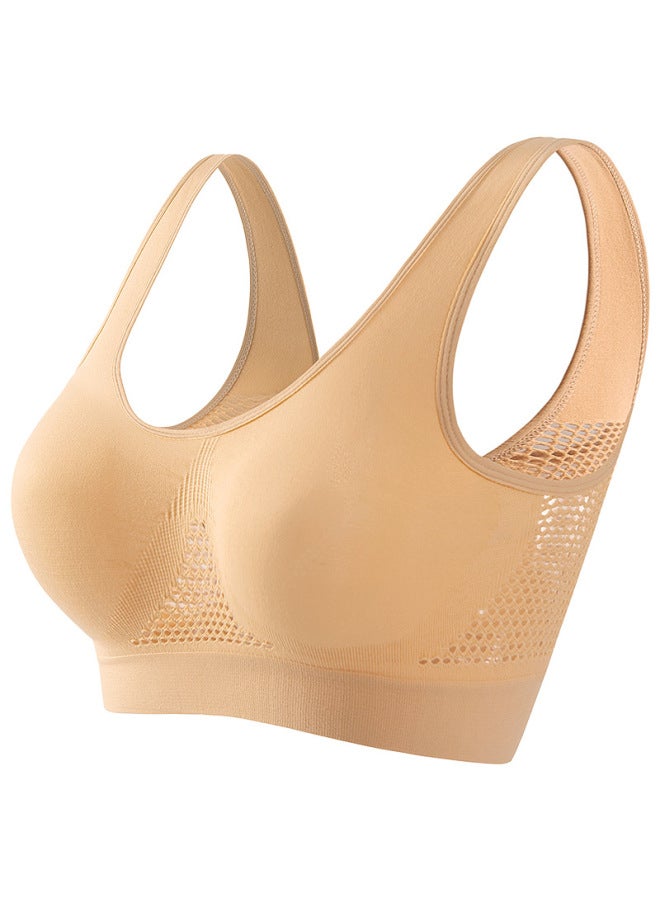 Underwear Women's Large Size Shockproof Running Fitness Yoga Vest Thin With Cushion Non-rims Gathering Breathable Sports Bra