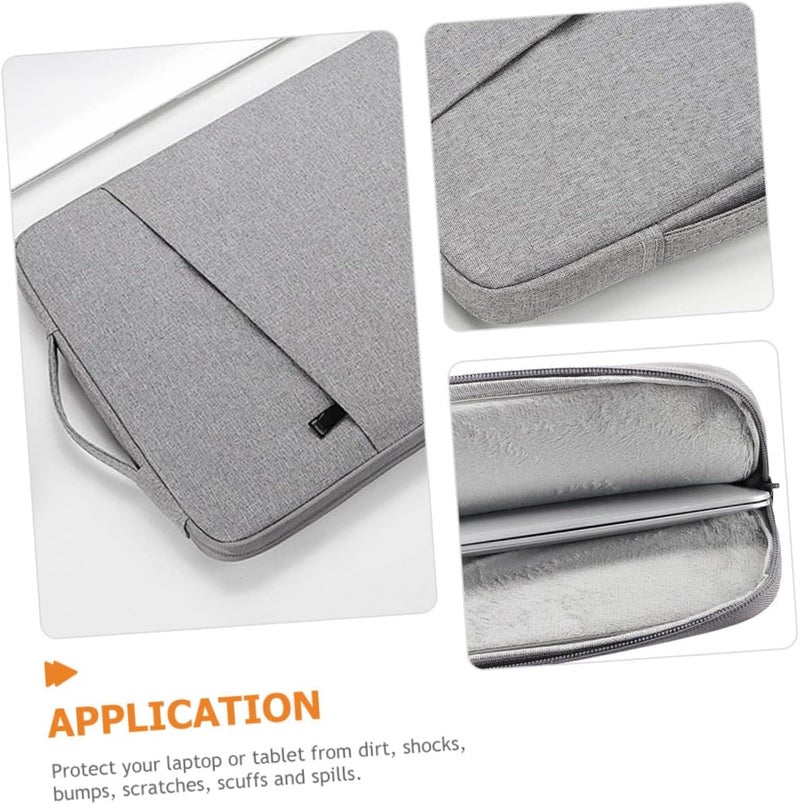 Laptop Sleeve 13.3 Inch Professional Laptop Protective Case with Pocket Portable Computer Cover for Travel Gray Linen Fabric - Image 4