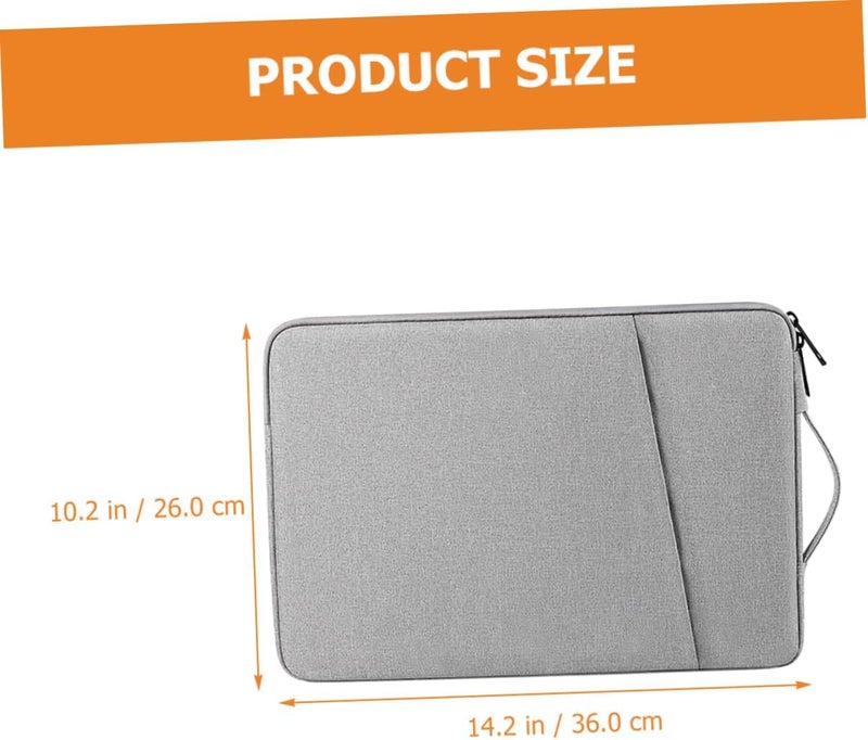 Laptop Sleeve 13.3 Inch Professional Laptop Protective Case with Pocket Portable Computer Cover for Travel Gray Linen Fabric - Image 2
