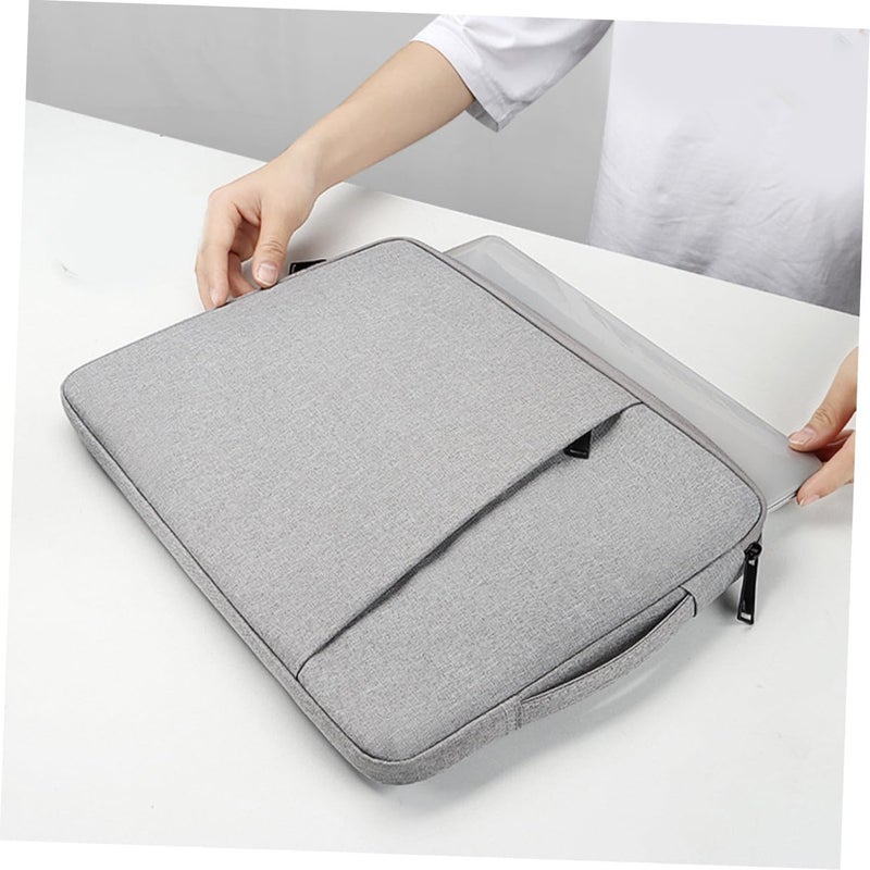 Laptop Sleeve 13.3 Inch Professional Laptop Protective Case with Pocket Portable Computer Cover for Travel Gray Linen Fabric - Image 5