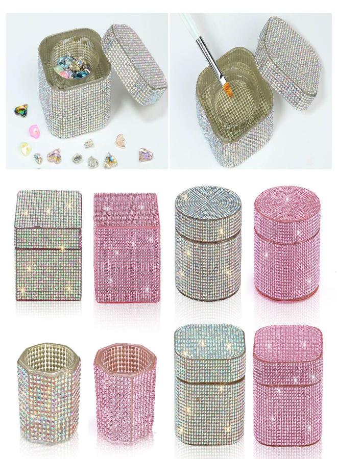 Nail Crystal Pen Wash Cup  pink - Image 2