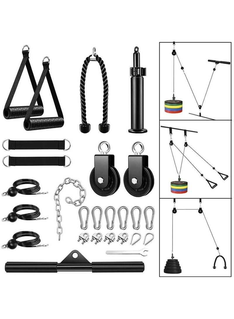 WALALLA Cable Pulley System Gym, Upgraded Weight Pulley System with 3 Detachable Handles, LAT and Lift Pulley Attachments for Biceps Curl, Triceps, Chest Workout,DIY Home Gym Fitness Equipment - Image 1