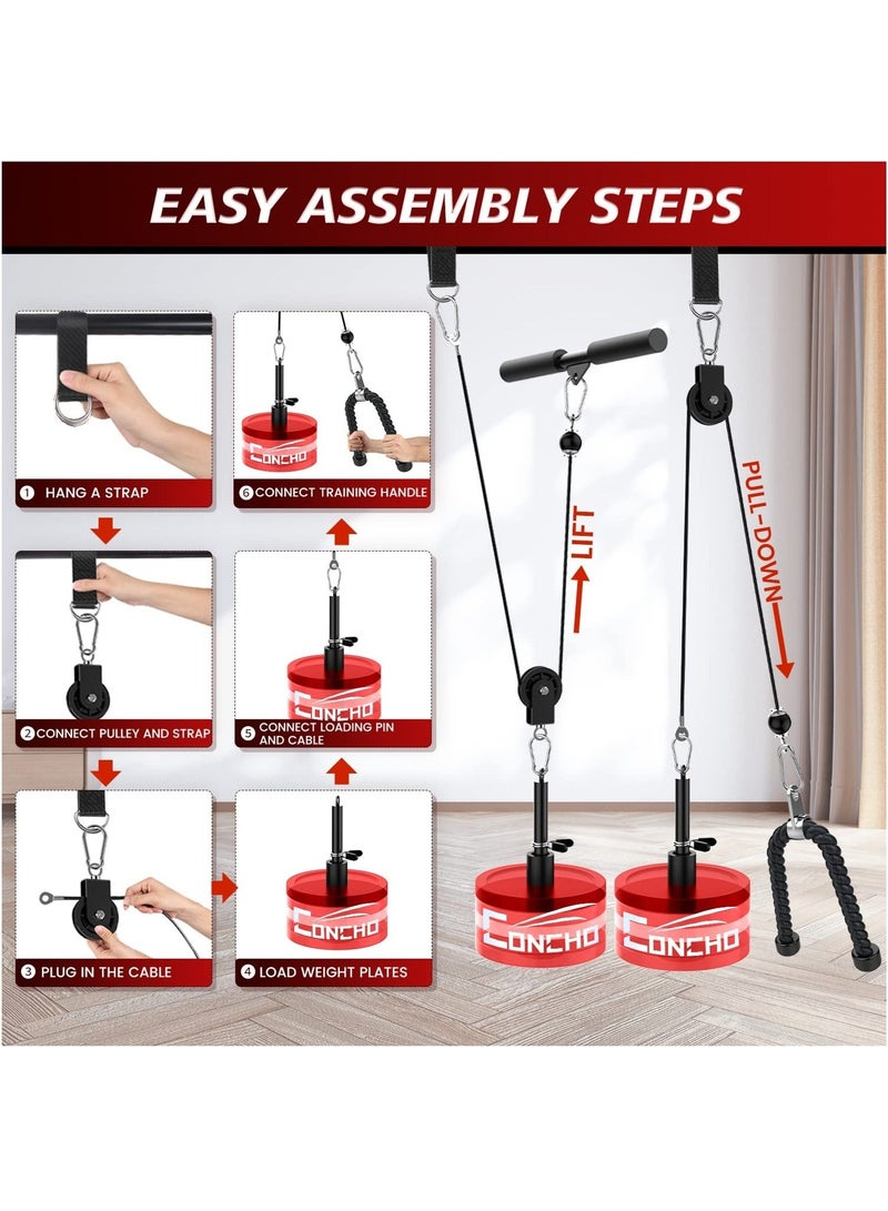 WALALLA Cable Pulley System Gym, Upgraded Weight Pulley System with 3 Detachable Handles, LAT and Lift Pulley Attachments for Biceps Curl, Triceps, Chest Workout,DIY Home Gym Fitness Equipment - Image 3