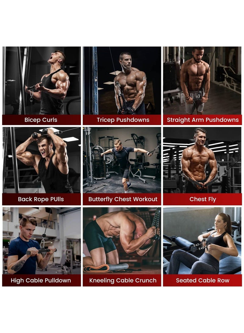 WALALLA Cable Pulley System Gym, Upgraded Weight Pulley System with 3 Detachable Handles, LAT and Lift Pulley Attachments for Biceps Curl, Triceps, Chest Workout,DIY Home Gym Fitness Equipment - Image 2