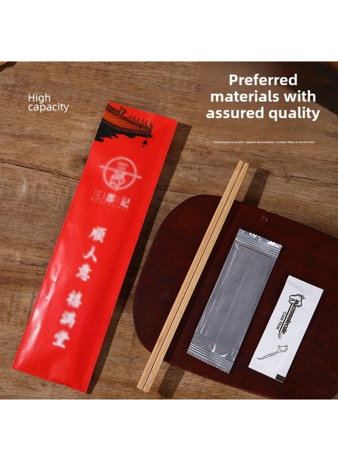 Disposable Tableware Bag High-grade Cowhide Chopsticks Take-out Commercial Four-in-One Meal Bag Disposable Chopsticks Four-piece Set-Color:Carbonized Chopsticks + American Spoon + Wet Wipes + Dental Floss - Image 4