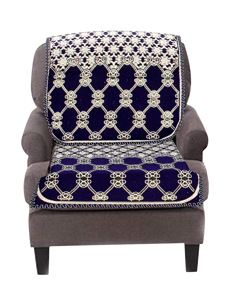 Nendle Cotton Abstract Sofa Covers Set of 3 Seater (Violet, 2 Long Pieces) - Image 2