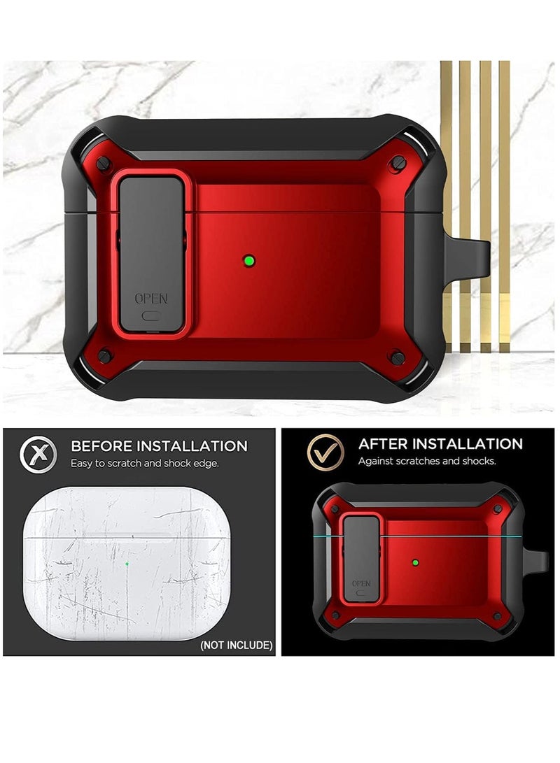 Armor Air pods Pro 2 Case, [Secure Lock] Air Pods Pro 2 Full-Body Rugged Protective Case Men Charging Skin Shockproof iPods Case Cover with Carabiner for Apple Air Pods - Image 4