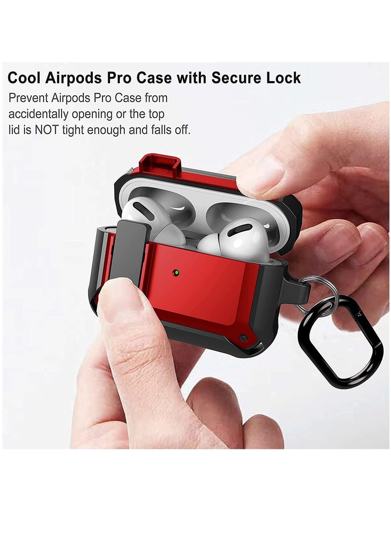 Armor Air pods Pro 2 Case, [Secure Lock] Air Pods Pro 2 Full-Body Rugged Protective Case Men Charging Skin Shockproof iPods Case Cover with Carabiner for Apple Air Pods - Image 3