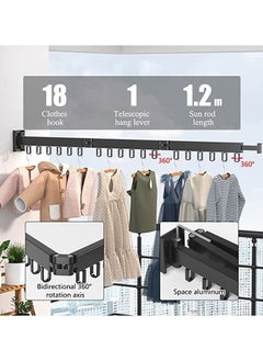 Arabest Retractable Clothes Drying Rack-3 Fold White Laundry Drying Rack,Wall Mounted Clothes Hanger,Space Saver,Foldable Durable,for Balcony,Laundry,Bathroom,Patio.  - Image 4