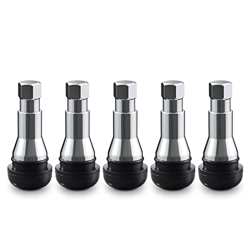 CKAuto TR413AC Chrome Rubber Snapin Tire Valve Stems 5 Pack