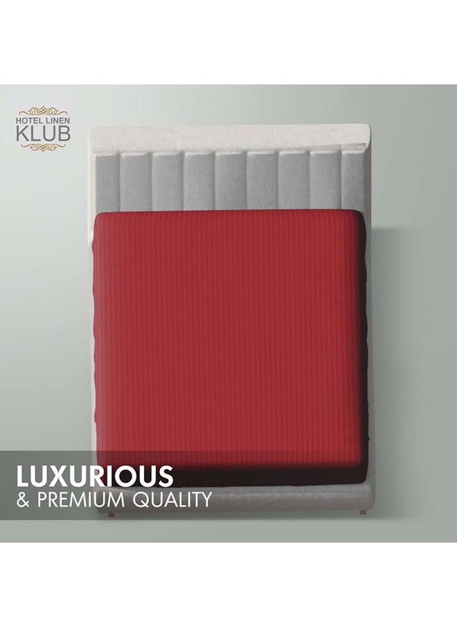 Hotel Linen Klub Soft Comfort Stripe Microfiber Maroon Fitted Sheet -King 180 x 200 cm  - Image 2