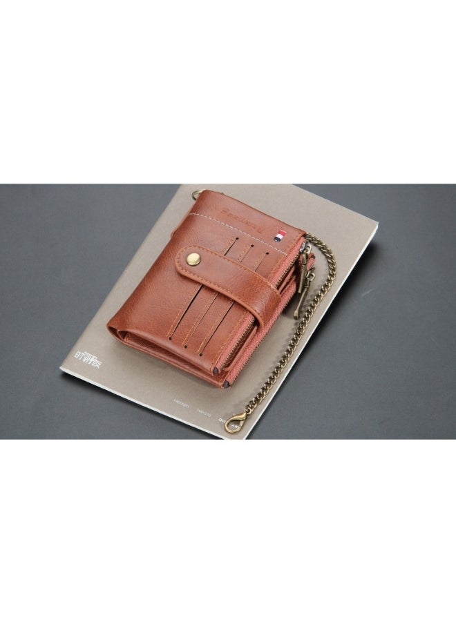 baellerry Men's Wallet Eu-America Double Zipper Buckle Coin Wallet Vertical Retro Zipper Wallet  - Image 3