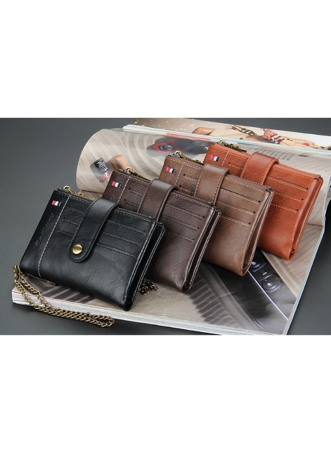 baellerry Men's Wallet Eu-America Double Zipper Buckle Coin Wallet Vertical Retro Zipper Wallet  - Image 5