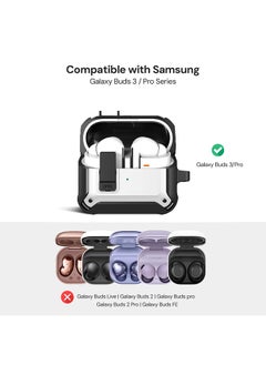 O Ozone Case For Samsung Galaxy Buds3 & Galaxy Buds 3 Pro Case Cover (2024), Rugged Armor Shockproof Hard Shell Protection Case with Secure Lock Clip - White  - Image 2