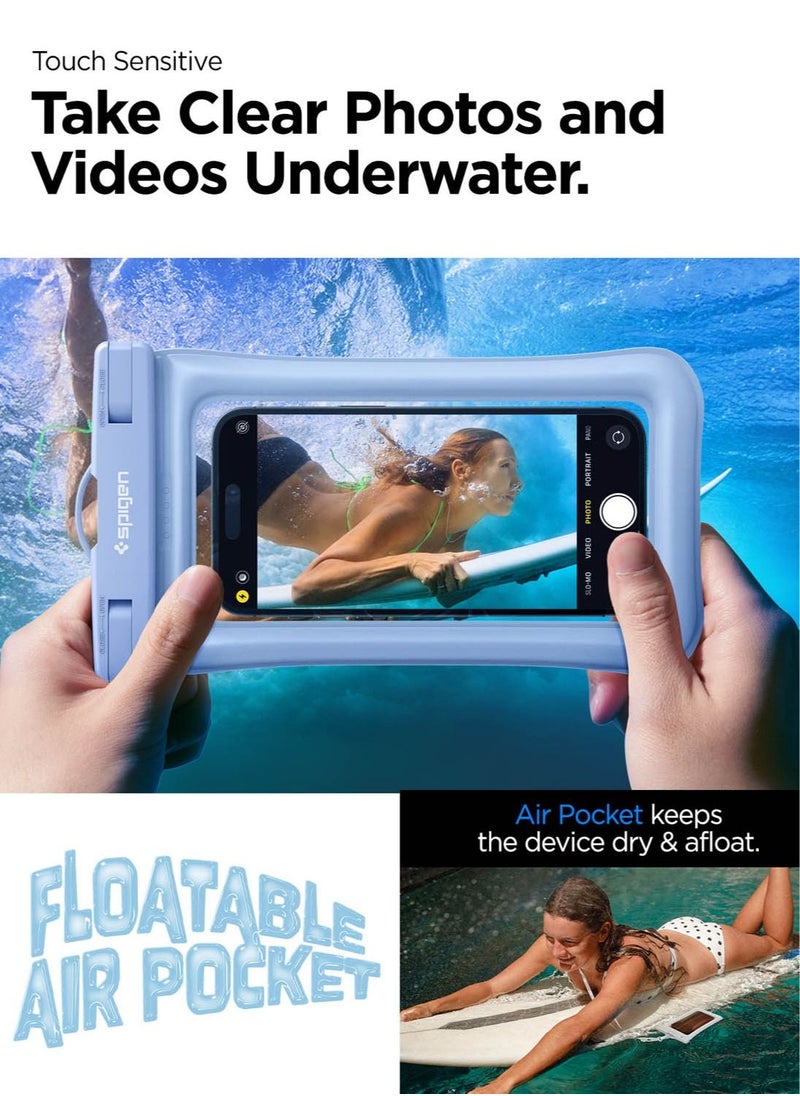 Spigen - Aqua Shield Floating Universal Waterproof Phone Underwater Case Cover [1 Pack] IPX8 Pouch A610 Compatible with iPhone, Samsung Galaxy and Smartphone Up to 6.9 inches - Aqua Blue - Image 1