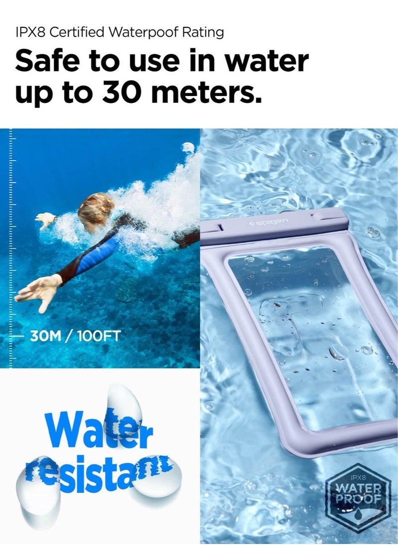 Spigen - Aqua Shield Floating Universal Waterproof Phone Underwater Case Cover [1 Pack] IPX8 Pouch A610 Compatible with iPhone, Samsung Galaxy and Smartphone Up to 6.9 inches - Aqua Blue - Image 1