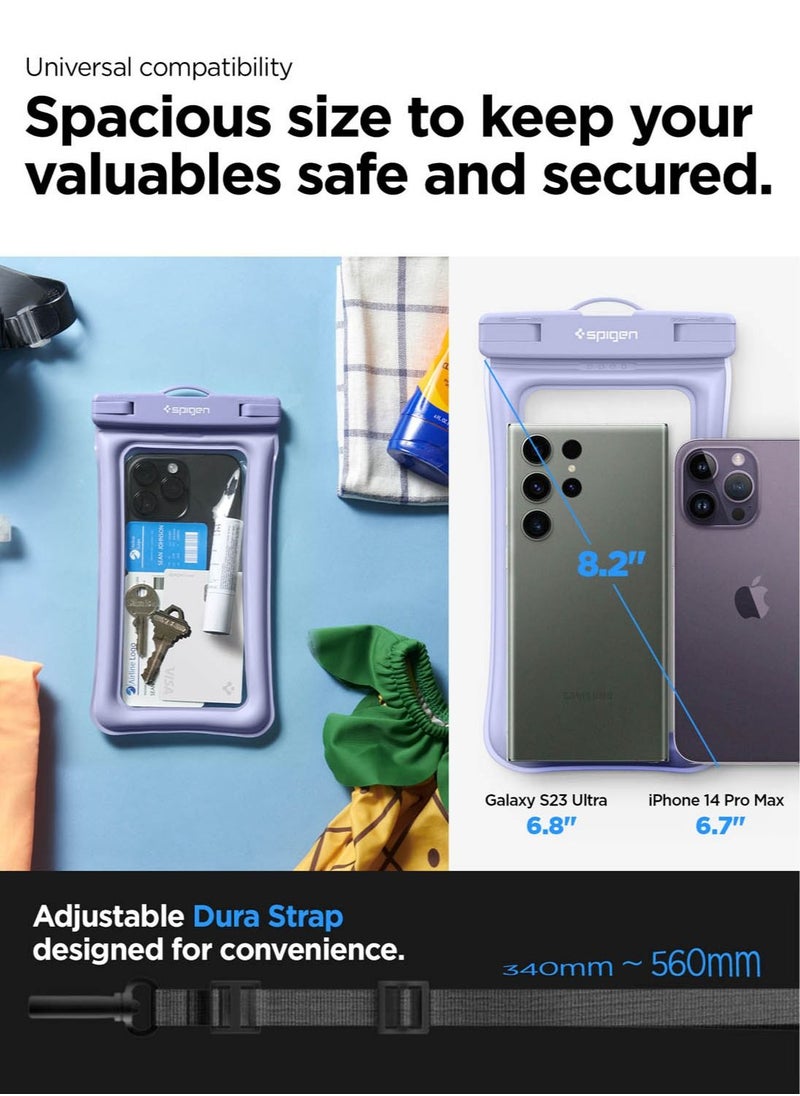 Spigen - Aqua Shield Floating Universal Waterproof Phone Underwater Case Cover [1 Pack] IPX8 Pouch A610 Compatible with iPhone, Samsung Galaxy and Smartphone Up to 6.9 inches - Aqua Blue - Image 1